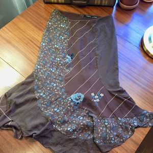 Brown w/ floral and polka dot skirt size 8